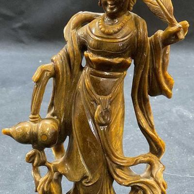 378: Carved Semiprecious Guanyin Figural Statuette
