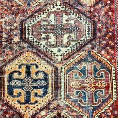 159: Vintage Handmade Caucasian Wool Area Rug
