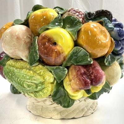 218: Vintage Ceramic Fruit Basket Centerpiece
