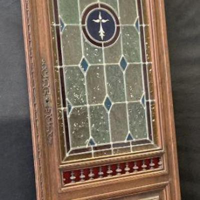 81: Vintage Multicolored Stained Glass Door / Panel
