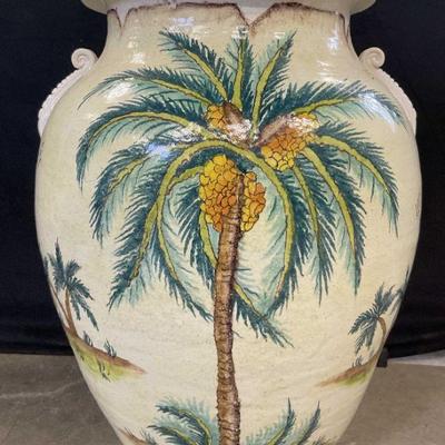 8: VIETRI Handmade Pottery Palm Tree Vase, Italy 2ft

