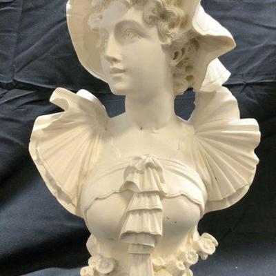 762: Vtg Italian Chalkware Plaster Art Nouv Lady Bust
