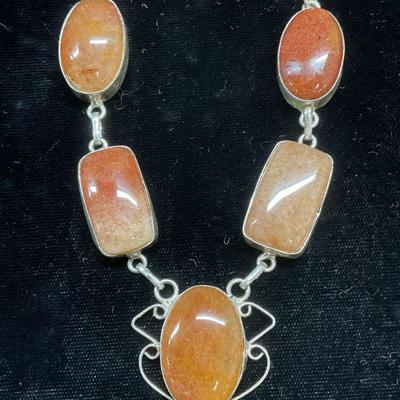 565: Sterling Silver Semiprecious Pendant Necklace
