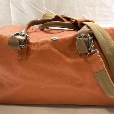 69: I SANTI Pebbled Orange Leather Weekender, Italy
