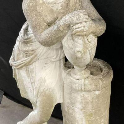 799: Vintage Stone Female Figural Garden Statuary 40in
