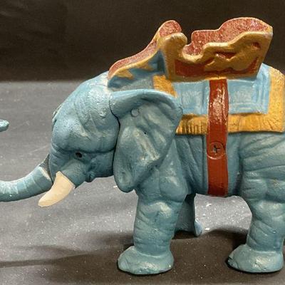 316: Cast Iron Circus Elephant Mechanical Coin Bank
