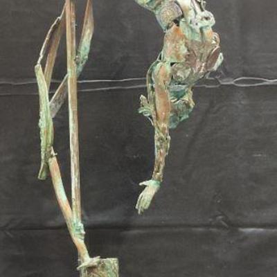 784: Signed Hy Snell Bronze Sculpture, Acrobat 30in
