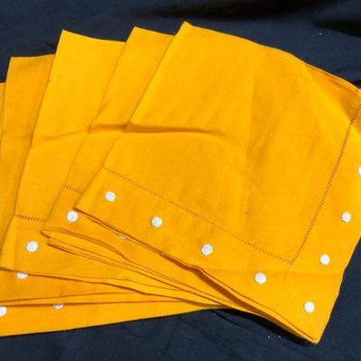 792: JULISKA Set 5 Cloth Linen Napkins Orange
