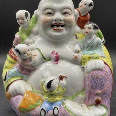 23: Signed Hand Painted Asian Porcelain Buddha Figural
