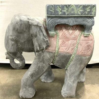 452: Asian Carved Wooden Elephant Garden Stool
