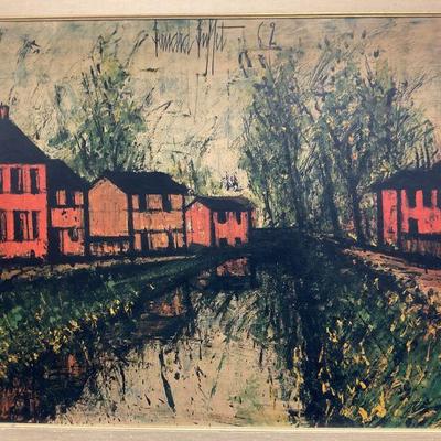 730: Frmd Bernard Buffet Somme River Lock Litho 40.5in
