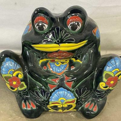 470: Hand Painted Pottery Frog Form Vase / Planter, Mx
