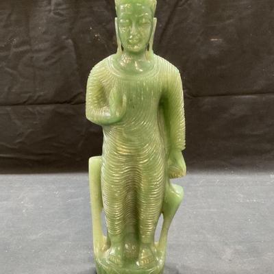 778: Vintage Asian Carved Jade Buddha Statue 14in T
