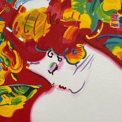483: Signed Peter Max Flower Blossom Lady Serigraph
