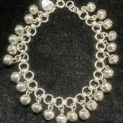 386: Sterling Silver Bell Chain Bracelet
