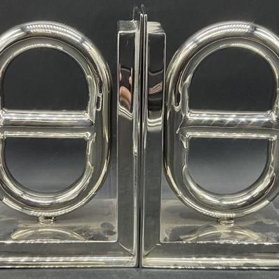 207: Pair EICHHOLTZ Nevis Polished Metal Bookends
