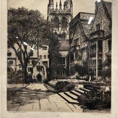 332: Signed Max Kuehne Branford College Etching
