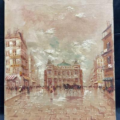264: Signed DeVity Paris Opera House Oil Painting
