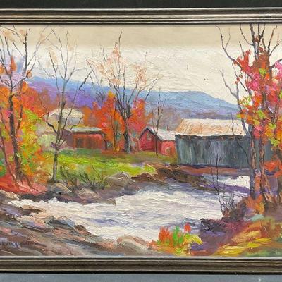 461: Signed Frederick Munzing Autumn Oil Painting
