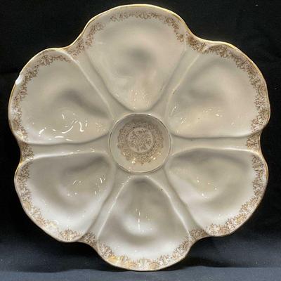 198: Vtg LS & S Limoges Porcelain Oyster Plate, France
