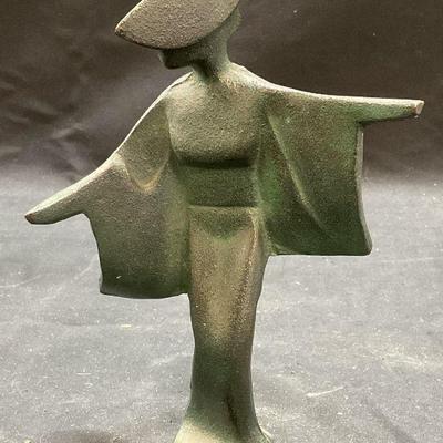 337: MCM Brutalist Cast Iron Geisha Figural Statuette
