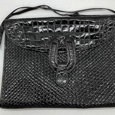 287: Vintage Susan Gail Black Leather Handbag, Italy

