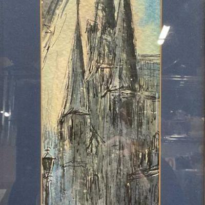 57: Signed Tom Lane St Louis Cathedral Watercolor
