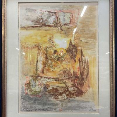 325: Signed Chaim Nahor (Israel) Abstract Print Ltd Edt
