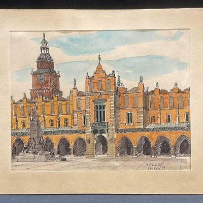 775: Signed J. Zimecki Krakow Watercolor Painting

