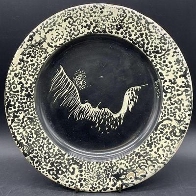 704: Vintage Artist Signed Hand Painted Pottery Plate
