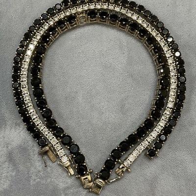 755: Lot 3 Sterling Silver Semiprecious & CZ Bracelets
