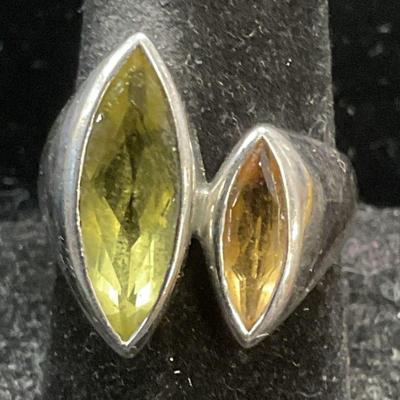 514: Signed KN Sterling Silver Citrine Ring
