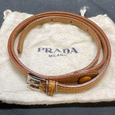 366: Prada Tan Leather Skinny Belt, Italy

