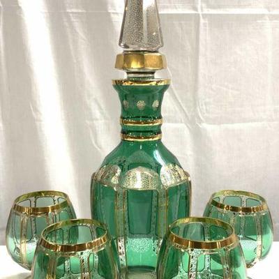 36: Set 5 Bohemian Glass Decanter & Goblet Set
