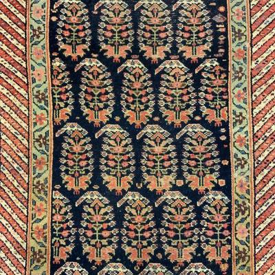 215: Vintage Handmade Wool Runner Hallway Rug
