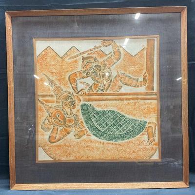 738: Framed Thai Temple Colored Rubbing
