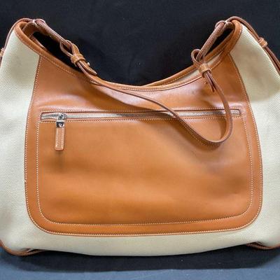285: Salvatore FERRAGAMO Tan Leather Trim Handbag, IT
