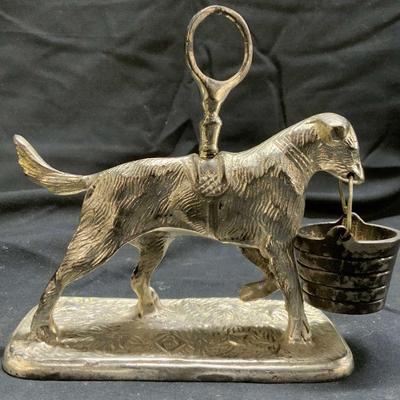 225: Antq Dog W Basket English Silver Pl Condiment Set
