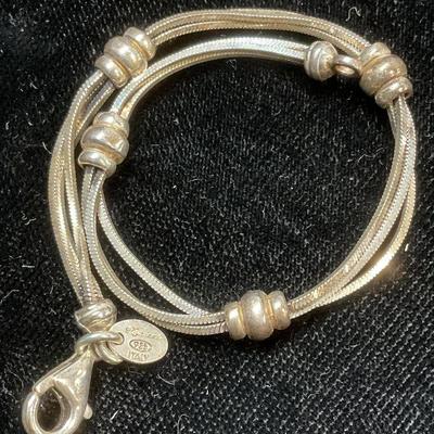 385: Dyadema Sterling Silver Beaded Bracelet, Italy
