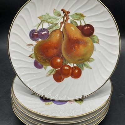 629: 6 OLD NUREMBERG Porcelain Fruit Plates, Germany

