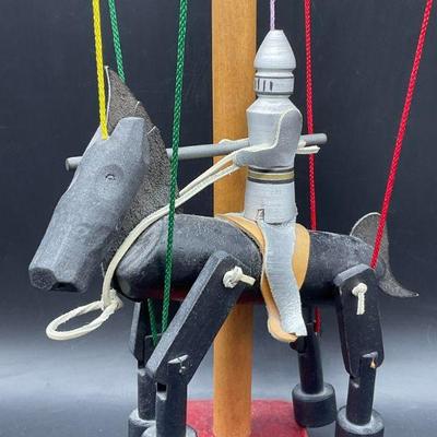 246: Articulated Marionette Knight & Horse Figural
