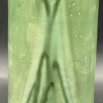 638: M.A. HADLEY Signed Vintage Green Pottery Vase
