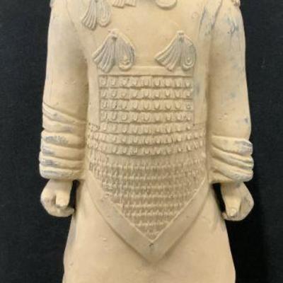 446: Antique Asian Terra Cotta Soldier Statuary 32in H
