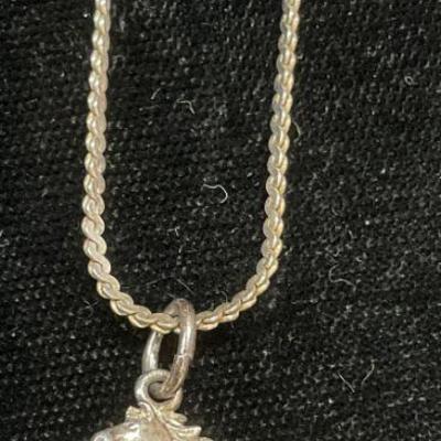 622: Vintage Sterling Silver Horse Pendant Necklace
