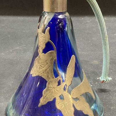 348: Luzoro Silver Tn Art Glass Perfume Bottle France

