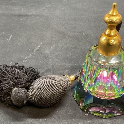 350: BREVETE Art Glass Prism Perfume Bottle France

