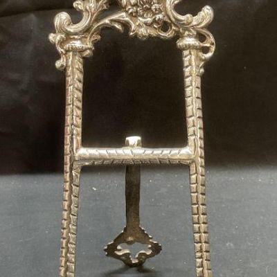 345: Vintage Ornate Silver Tone Easel Display Stand
