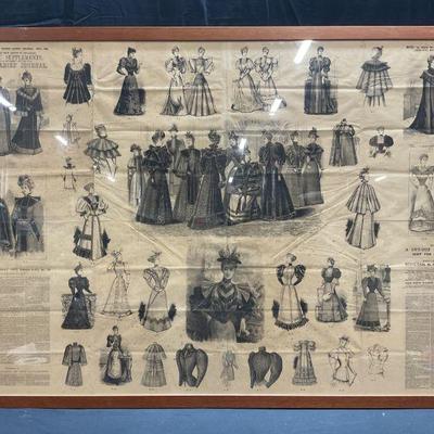 312: XL 1893 Ladies Journal Fashion Engraving 4Ft+
