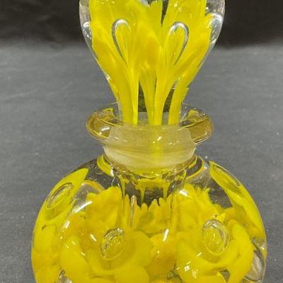 369: St Clair Yellow Bubble Art Glass Perfume Bottle
