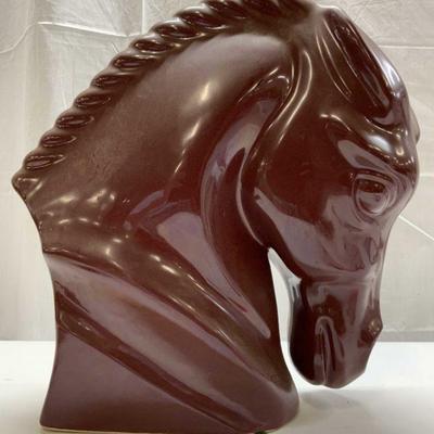 84: HAEGER Vtg Oxblood Ceramic Horse Head Sculpt 14in
